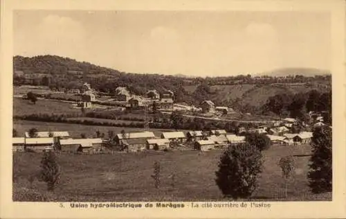 Ak Marèges Dordogne, Wasserkraftwerk, Die Fabrikarbeiterstadt