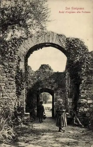 Ak San Gimignano Toskana Italien, Archi d'ingresso alla Fortezza