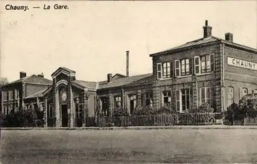 Ak Chauny Aisne, Bahnhof