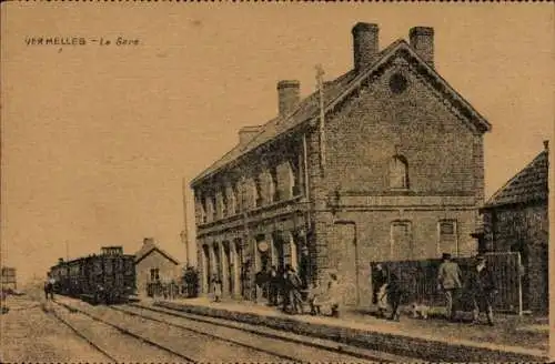 Ak Vermelles Pas de Calais, Bahnhof, Eisenbahn