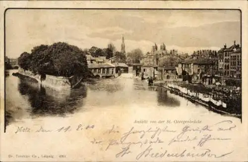Ak Metz Moselle, Gesamtansicht, Sankt-Georgenbrücke