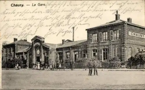 Ak Chauny Aisne, Bahnhof
