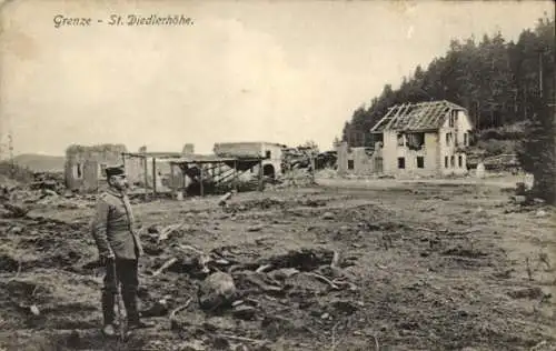 Ak Sainte Marie aux Mines Markirch Elsass Haut Rhin, Grenze, Sankt-Diedlerhöhe, Soldat