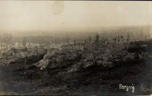 Foto Ak Pargny Frankreich, Kriegszerstörungen, I. WK