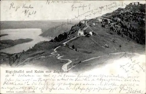 Ak Rigi Kulm Kanton Schwyz, mit Staffel und Zugersee