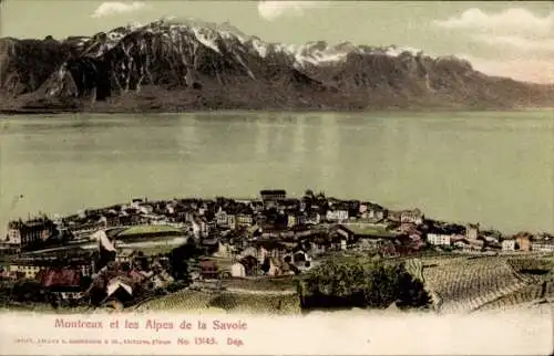Ak Montreux Kanton Waadt Schweiz, et les Alpes de la Savoie