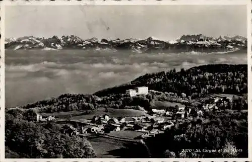 Ak Saint Cergue Kanton Waadt, et les Alpes