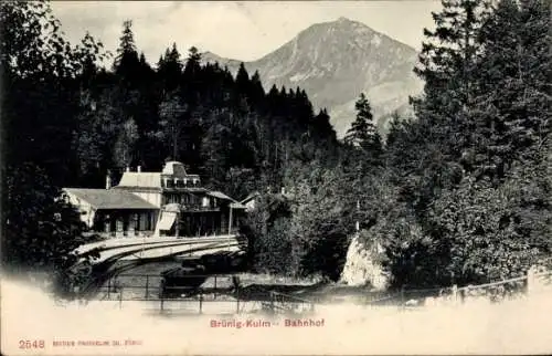 Ak Brünig Kulm Kanton Bern, Bahnhof, Geisseite