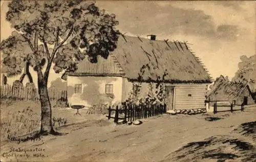 Künstler Ak Wola Chodkowska Polen, Stabsquartier