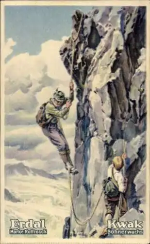 Sammelbild Erdal-Kwak-Serienbild, Marke Rotfrosch, Bohnerwachs, Alpine Kletterei II, Cima del Largo