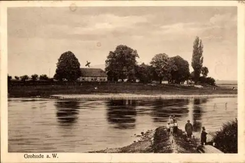 Ak Grohnde Emmerthal an der Weser, Gastwirtschaft, Gartenwirtschaft zur Fähre