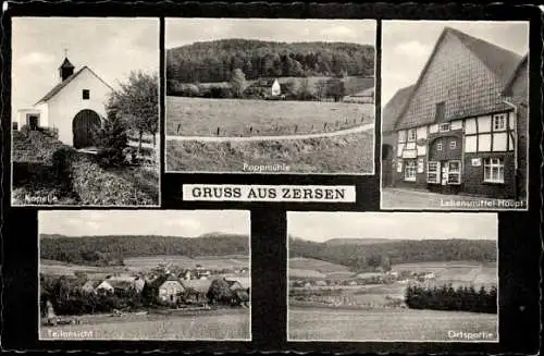 Ak Zersen Hessisch Oldendorf an der Weser, Kapelle, Pappmühle, Lebensmittel Haupt