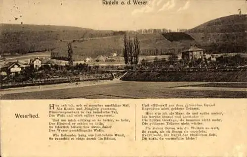 Ak Rinteln an der Weser, Gesamtansicht, Weserlied