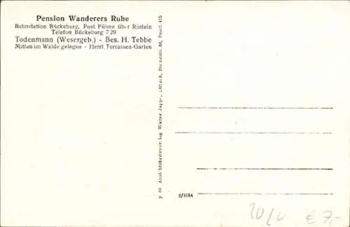 Ak Todenmann Rinteln in Niedersachsen, Pension Wanderers Ruhe