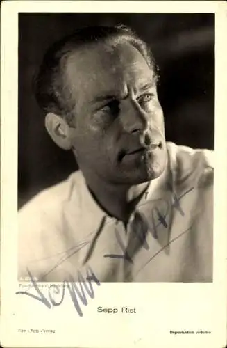 Ak Schauspieler Sepp Rist, Portrait, Ross Verlag A 3215 1, Autogramm