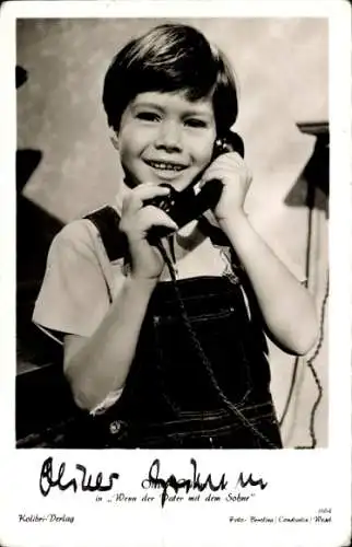 Ak Schauspieler Oliver Grimm, Portrait, Autogramm, wenn der Vater mit dem Sohne, Telefon