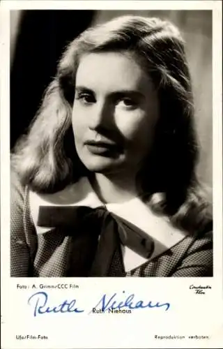 Ak Schauspielerin Ruth Niehaus, Portrait, Autogramm