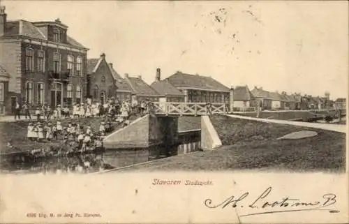 Ak Staveren Stavoren Friesland Niederlande, Blick auf die Stadt