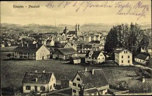 Ak Kempten im Allgäu Schwaben, Neustadt, Panorama