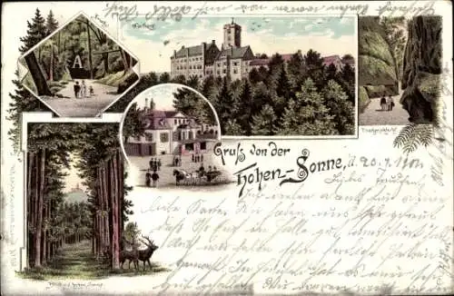 Litho Lutherstadt Eisenach in Thüringen, Hohe Sonne, Wartburg, Drachenschlucht