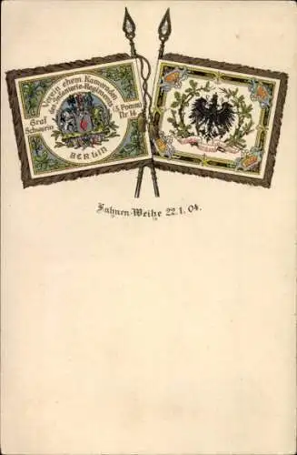 Litho Berlin, Fahnenweihe 22.01.1904, Verein ehem. Kameraden Inf. Rgt. Graf Schwerin Nr. 14