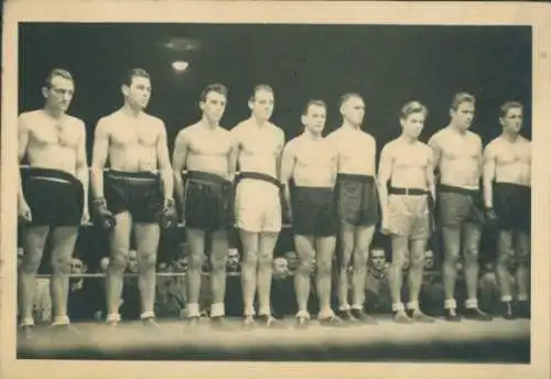 Foto Berlin, Boxer Hans Stretz, Franz Schöpgens, Schmift, Cerdan-Ehrung