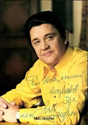 Ak Schauspieler Max Grießer, Portrait, Autogramm
