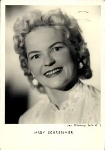 Ak Schauspielerin Mary Schremmer, Portrait