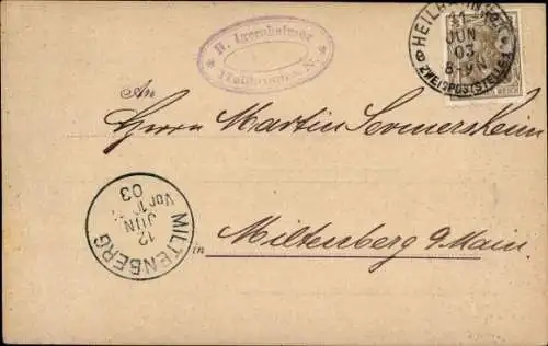 Ak Posthilfsstellenstempel Zweigpoststelle Heilbronn am Neckar, 11. Juni 1903