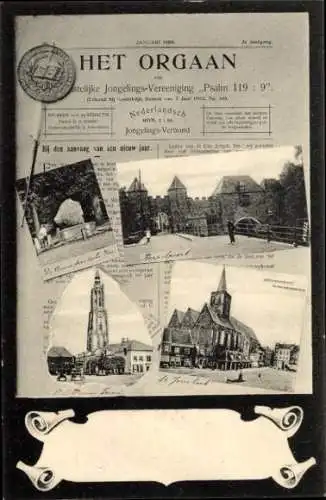 Passepartout Ak Amersfoort Utrecht Niederlande, Liebfrauenturm, Tor, Kirche, Teilansichten