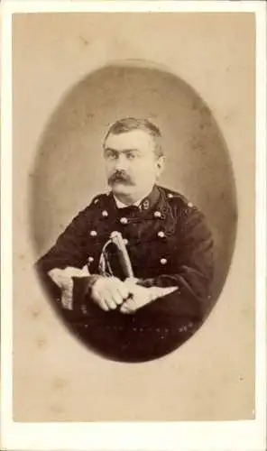 Kabinett Foto Französischer Soldat in Uniform, Husar, Regiment 19