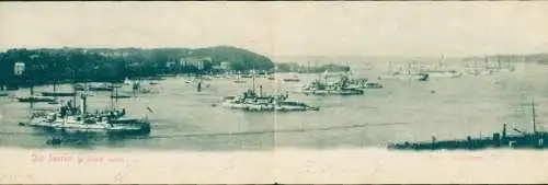 Klapp Ak Kiel in Schleswig Holstein, Kriegsschiffe im Hafen