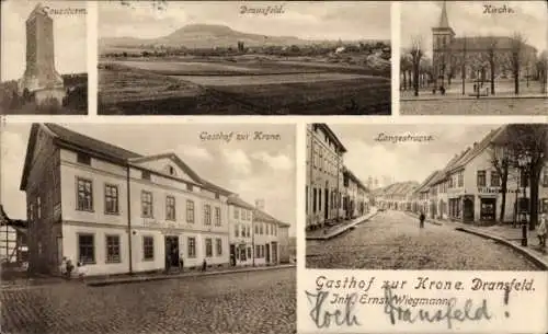 Ak Dransfeld in Niedersachsen, Gasthof zur Krone, Langestraße, Kirche