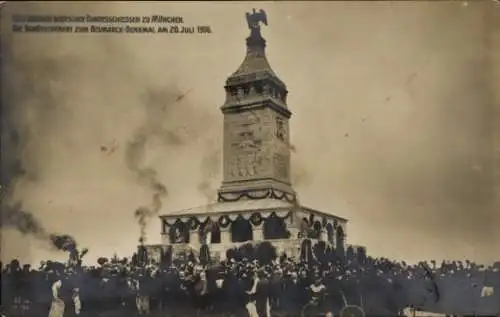 Ak Berg am Starnberger See in Oberbayern, Schützenfahrt zum Bismarck-Denkmal 1906