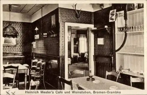 Ak Grambke Burglesum Bremen, Cafe und Weinstuben, Innenansicht