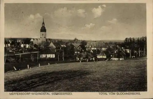 Ak Unięcice Meffersdorf Pobiedna Wigandsthal Schlesien, Gesamtansicht, Blick vom Glöcknerberg