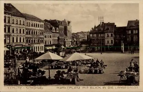 Ak Teplice Teplitz Schönau Reg. Aussig, Marktplatz mit Blick in die Langegasse, Gunther Schindler