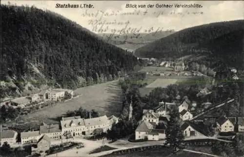 Ak Stutzhaus Luisenthal im Thüringer Wald, Talpanorama vom Ort, Blick von der Gothaer Vereinshütte