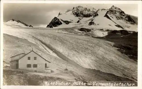Foto Ak Wiesbadner Hütte Vorarlberg, Vermuntgletscher