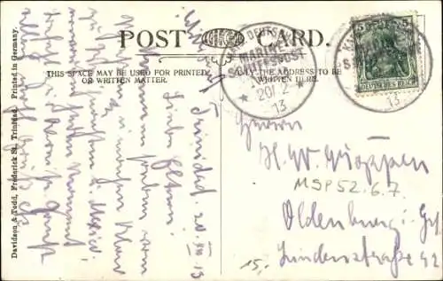 Ak Trinidad, Botanischer Garten, Stempel Marinepost MSP 52.6.7