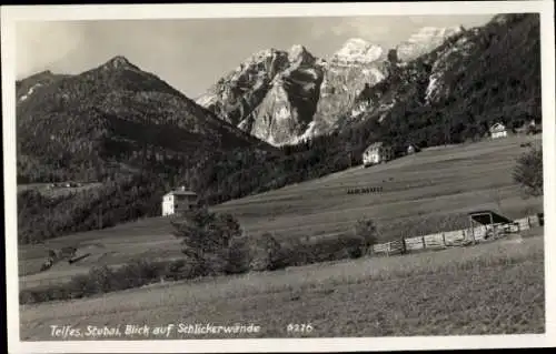 Ak Telfes im Stubai Tirol, Blick auf Schlickerwände