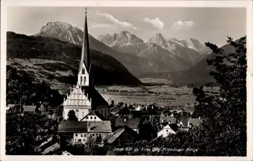 Ak Imst in Tirol, gegen Mieminger Berge