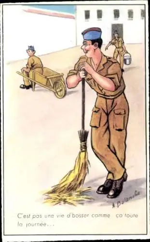 Künstler Ak Balanche, Soldaten fegen den Kasernenhof