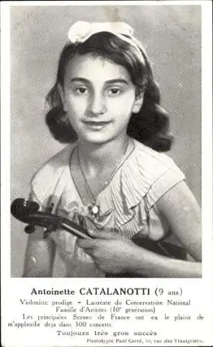 Ak Antoinette Catalonotti, Violoniste prodige, Laureate de Conservatoire National Famille d'Artistes