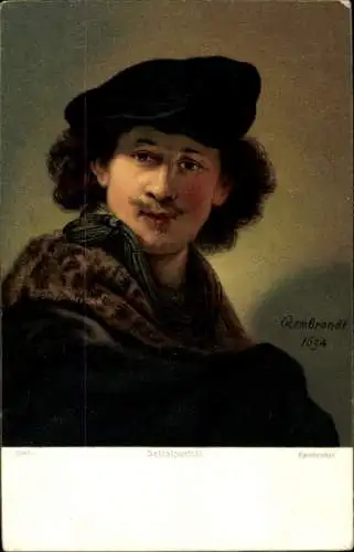 Künstler Ak Rembrandt, Selbstportrait