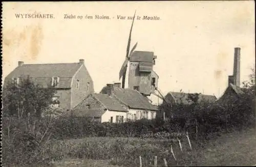 Ak Wytschaete Westflandern, Blick auf den Ort, Windmühle