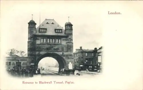 Ak London, Blackwall-Tunnel, Pappel