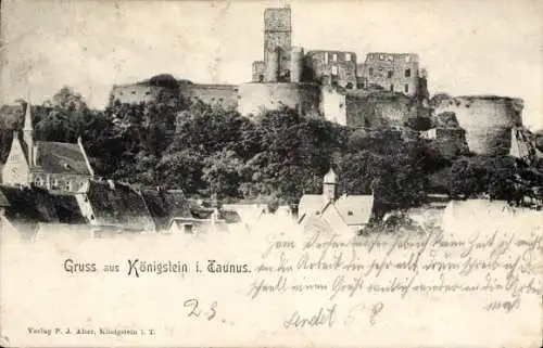 Ak Königstein im Taunus, Teilansicht, Burg