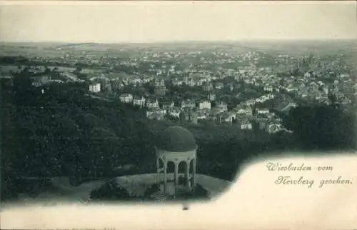 Ak Wiesbaden in Hessen, Totalansicht, Tempel, Blick vom Neroberg