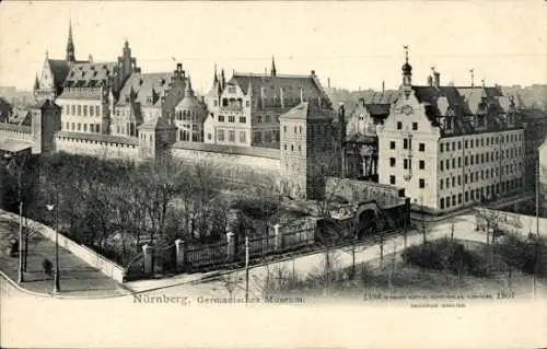 Ak Nürnberg, Blick auf das Germanische Museum, Brücke